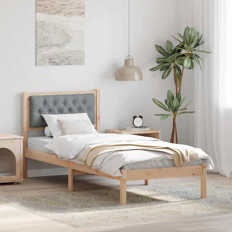 Casa si Gradina - Mobilier - Paturi si accesorii - Paturi - Cadru de pat cu headboard Gri deschis 90 x 190 cm tesatura - Infinity.ro