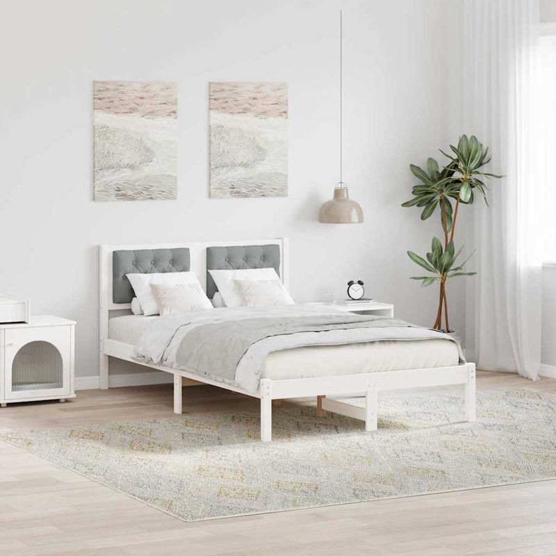 Casa si Gradina - Mobilier - Paturi si accesorii - Paturi - Cadru de pat cu headboard Gri deschis 120 x 190 cm tesatura - Infinity.ro