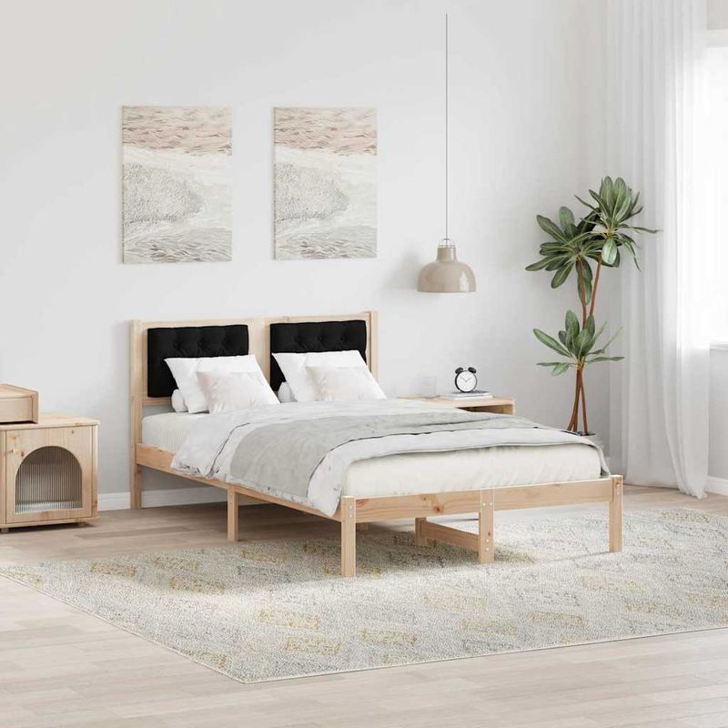 Casa si Gradina - Mobilier - Paturi si accesorii - Paturi - Cadru de pat cu headboard Negru 135 x 190 cm tesatura - Infinity.ro
