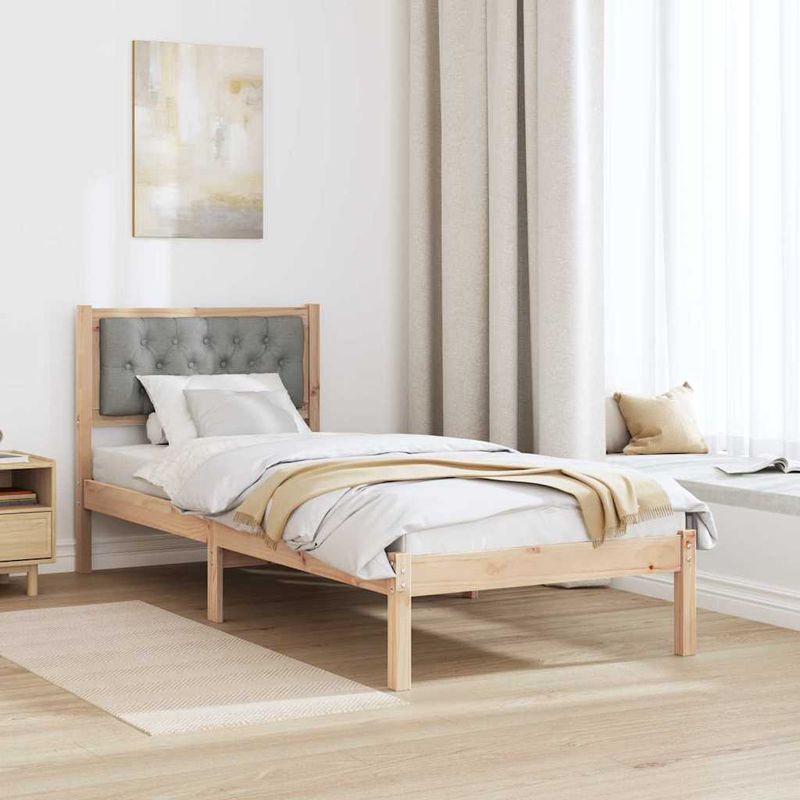 Casa si Gradina - Mobilier - Paturi si accesorii - Paturi - Cadru de pat cu headboard Gri deschis 90 x 190 cm tesatura - Infinity.ro