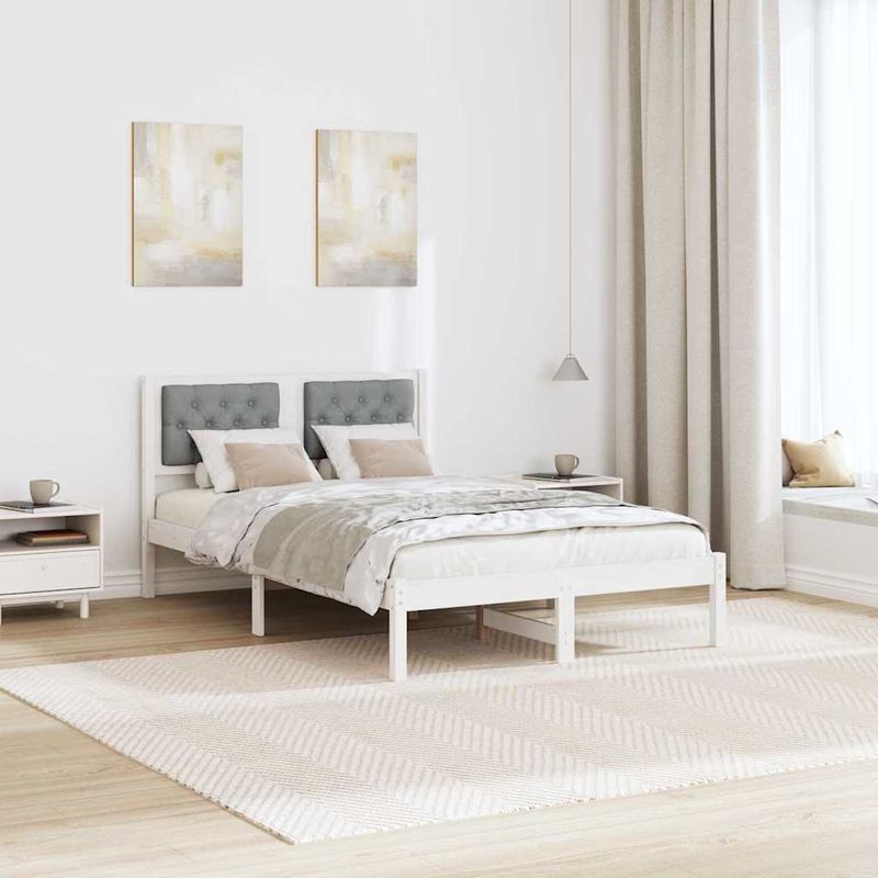 Casa si Gradina - Mobilier - Paturi si accesorii - Paturi - Cadru de pat cu headboard Gri deschis 120 x 190 cm tesatura - Infinity.ro