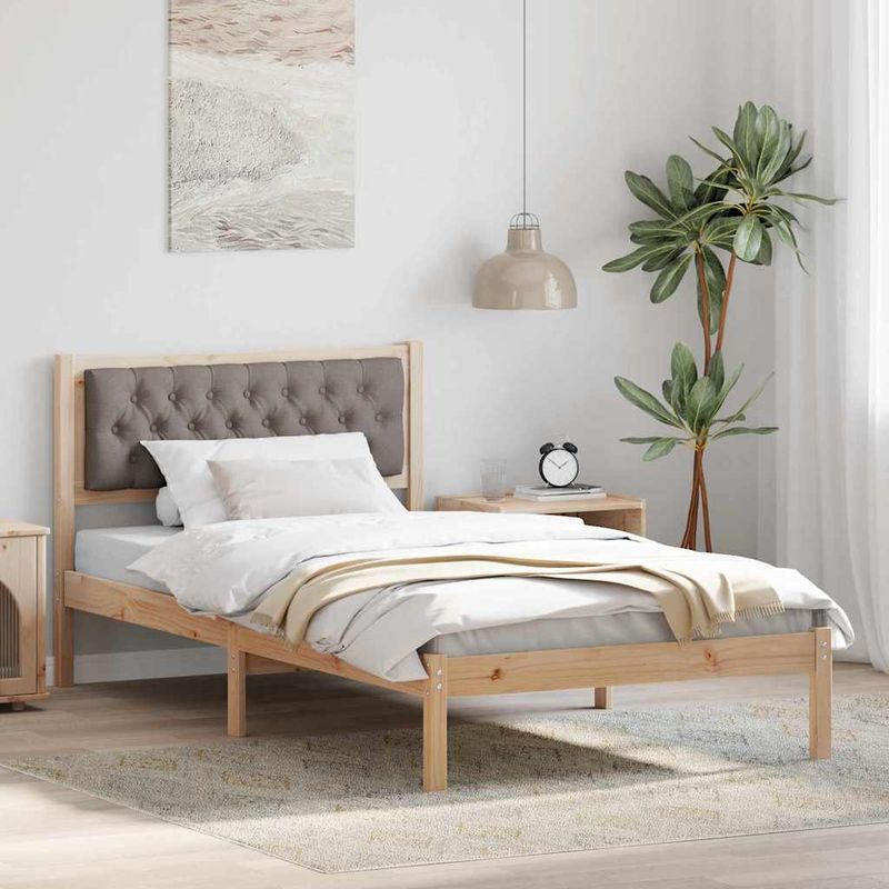 Casa si Gradina - Mobilier - Paturi si accesorii - Paturi - Cadru de pat cu headboard Gri taupe 100 x 200 cm tesatura - Infinity.ro