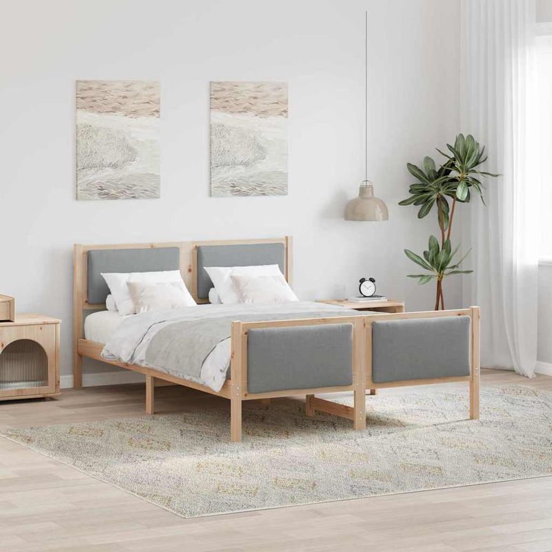 Casa si Gradina - Mobilier - Paturi si accesorii - Paturi - Cadru de pat cu headboard Gri deschis 140 x 190 cm tesatura - Infinity.ro