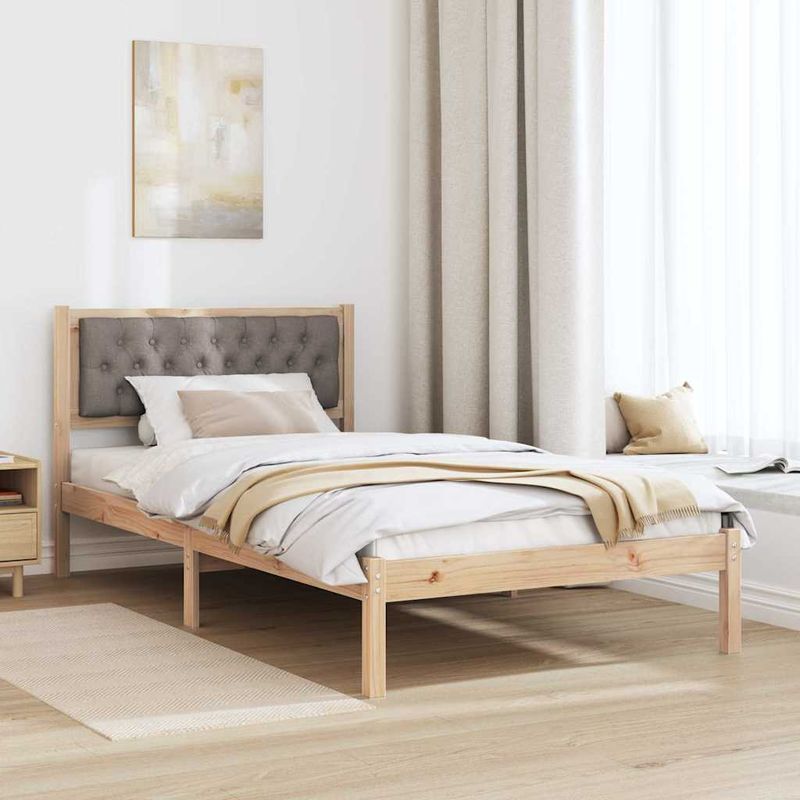 Casa si Gradina - Mobilier - Paturi si accesorii - Paturi - Cadru de pat cu headboard Gri taupe 100 x 200 cm tesatura - Infinity.ro