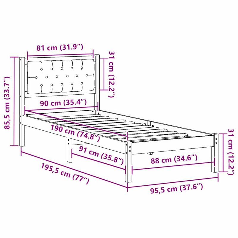Casa si Gradina - Mobilier - Paturi si accesorii - Paturi - Cadru de pat cu headboard Gri deschis 90 x 190 cm tesatura - Infinity.ro