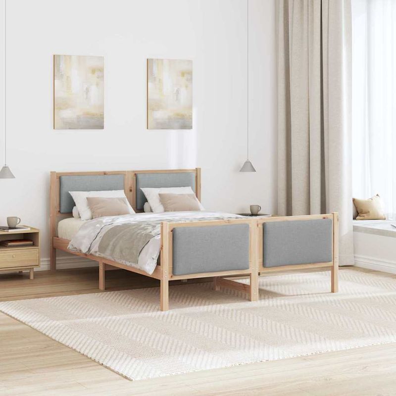 Casa si Gradina - Mobilier - Paturi si accesorii - Paturi - Cadru de pat cu headboard Gri deschis 140 x 190 cm tesatura - Infinity.ro