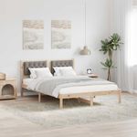 Casa si Gradina - Mobilier - Paturi si accesorii - Paturi - Cadru de pat cu headboard Gri taupe 140 x 200 cm tesatura - Infinity.ro