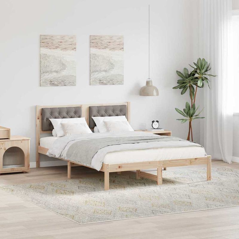 Casa si Gradina - Mobilier - Paturi si accesorii - Paturi - Cadru de pat cu headboard Gri taupe 140 x 200 cm tesatura - Infinity.ro