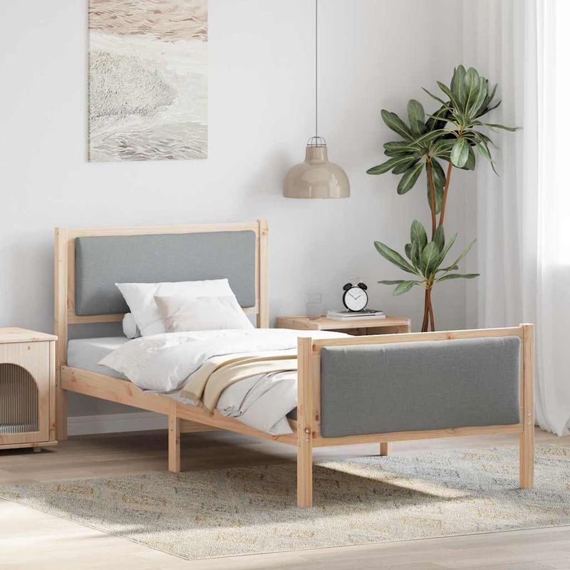 Casa si Gradina - Mobilier - Paturi si accesorii - Paturi - Cadru de pat cu headboard Gri deschis 100 x 200 cm tesatura - Infinity.ro