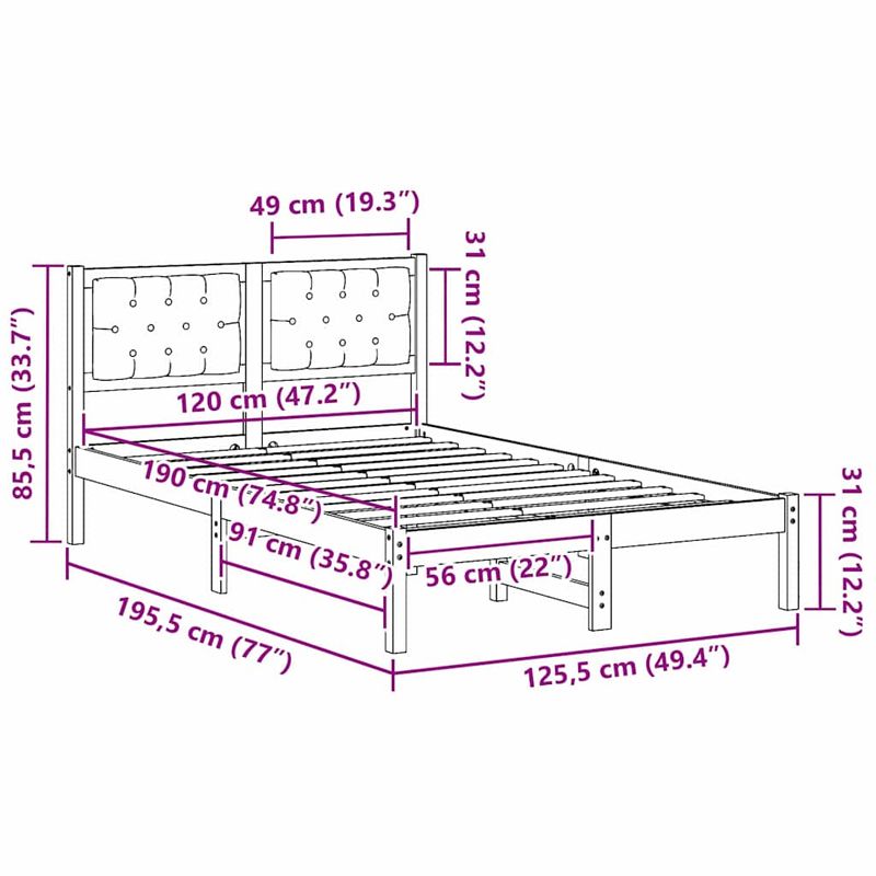 Casa si Gradina - Mobilier - Paturi si accesorii - Paturi - Cadru de pat cu headboard Gri deschis 120 x 190 cm tesatura - Infinity.ro
