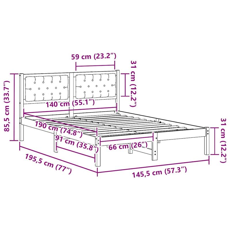 Casa si Gradina - Mobilier - Paturi si accesorii - Paturi - Cadru de pat cu headboard Gri taupe 140 x 190 cm tesatura - Infinity.ro