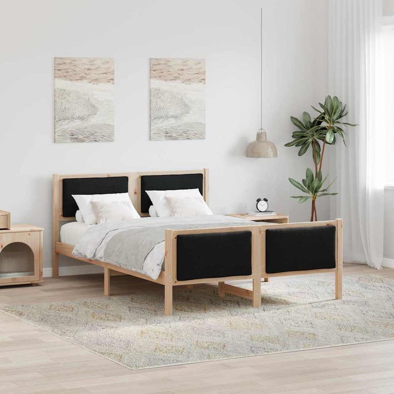 Casa si Gradina - Mobilier - Paturi si accesorii - Paturi - Cadru de pat cu headboard Negru 140 x 190 cm tesatura - Infinity.ro