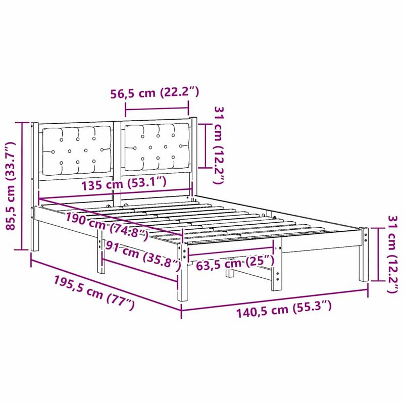 Casa si Gradina - Mobilier - Paturi si accesorii - Paturi - Cadru de pat cu headboard Negru 135 x 190 cm tesatura - Infinity.ro