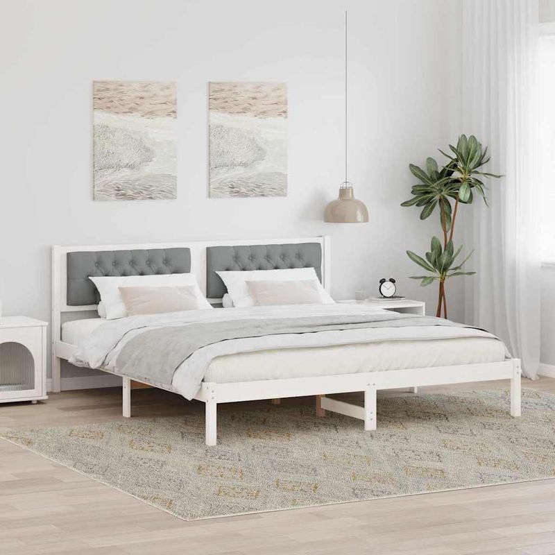 Casa si Gradina - Mobilier - Paturi si accesorii - Paturi - Cadru de pat cu headboard Gri deschis 160 x 200 cm tesatura - Infinity.ro