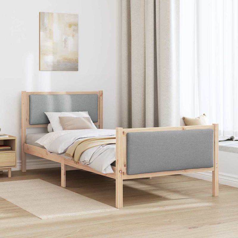 Casa si Gradina - Mobilier - Paturi si accesorii - Paturi - Cadru de pat cu headboard Gri deschis 100 x 200 cm tesatura - Infinity.ro