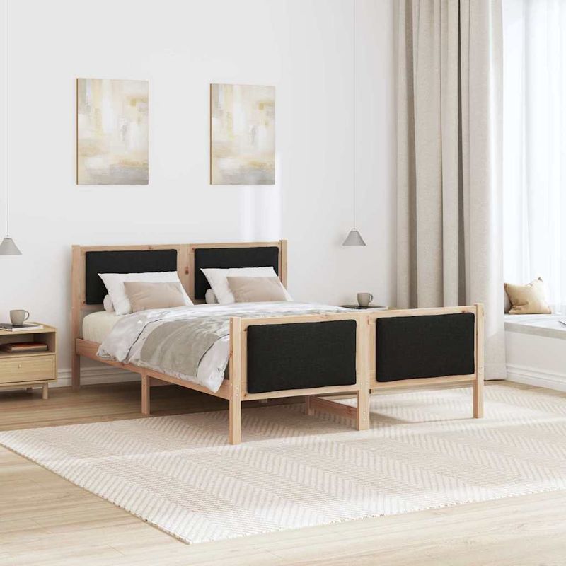Casa si Gradina - Mobilier - Paturi si accesorii - Paturi - Cadru de pat cu headboard Negru 135 x 190 cm tesatura - Infinity.ro