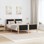 Casa si Gradina - Mobilier - Paturi si accesorii - Paturi - Cadru de pat cu headboard Negru 140 x 190 cm tesatura - Infinity.ro