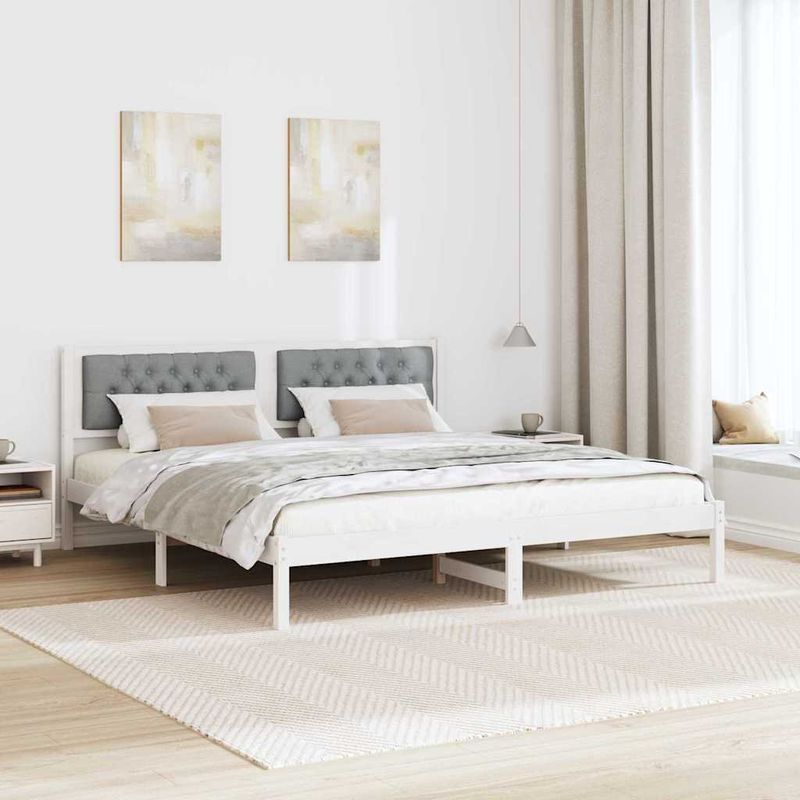 Casa si Gradina - Mobilier - Paturi si accesorii - Paturi - Cadru de pat cu headboard Gri deschis 160 x 200 cm tesatura - Infinity.ro