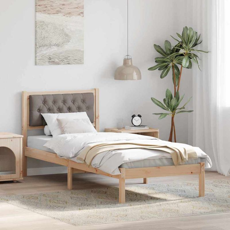 Casa si Gradina - Mobilier - Paturi si accesorii - Paturi - Cadru de pat cu headboard Gri taupe 90 x 200 cm tesatura - Infinity.ro