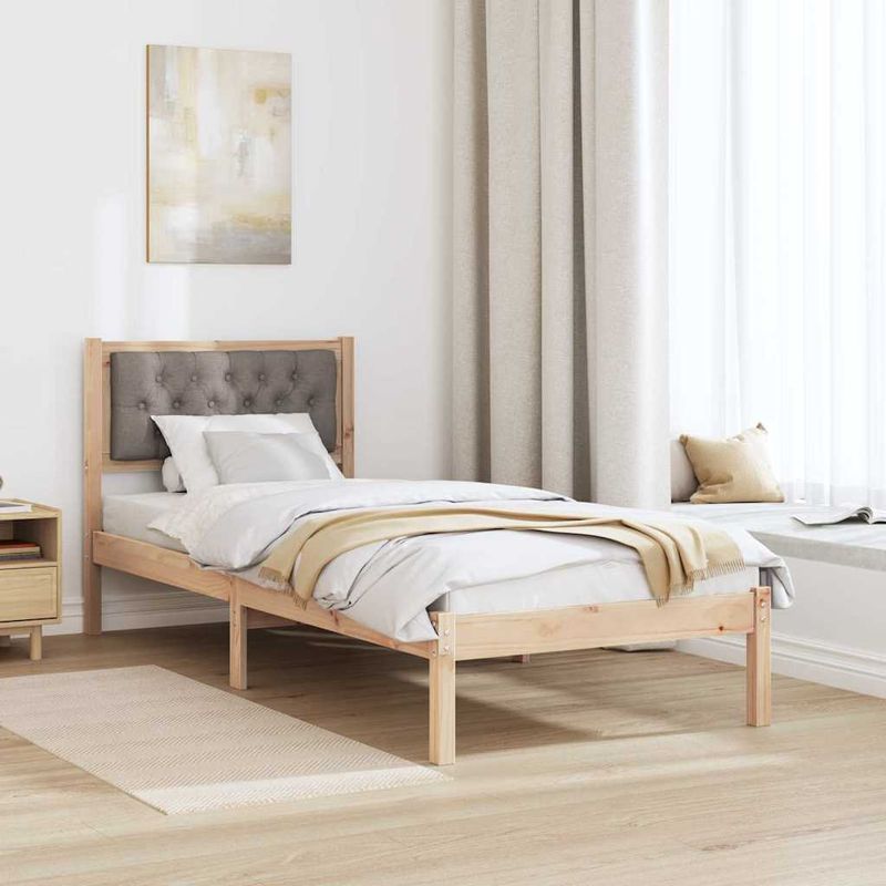 Casa si Gradina - Mobilier - Paturi si accesorii - Paturi - Cadru de pat cu headboard Gri taupe 90 x 200 cm tesatura - Infinity.ro