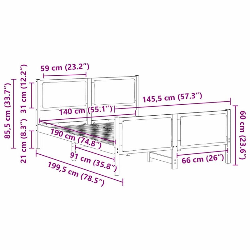 Casa si Gradina - Mobilier - Paturi si accesorii - Paturi - Cadru de pat cu headboard Negru 140 x 190 cm tesatura - Infinity.ro