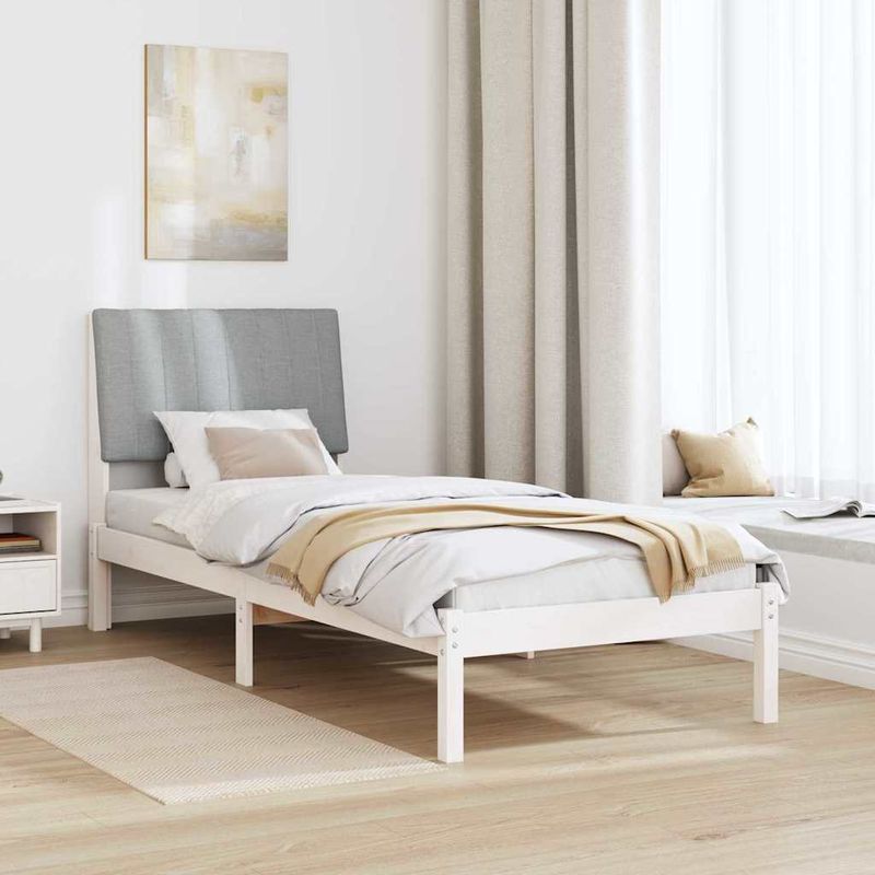 Casa si Gradina - Mobilier - Paturi si accesorii - Paturi - Cadru de pat cu headboard Alb 75 x 190 cm Lemn de pin masiv - Infinity.ro