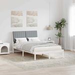 Casa si Gradina - Mobilier - Paturi si accesorii - Paturi - Cadru de pat cu headboard Alb 120 x 200 cm Lemn de pin masiv - Infinity.ro