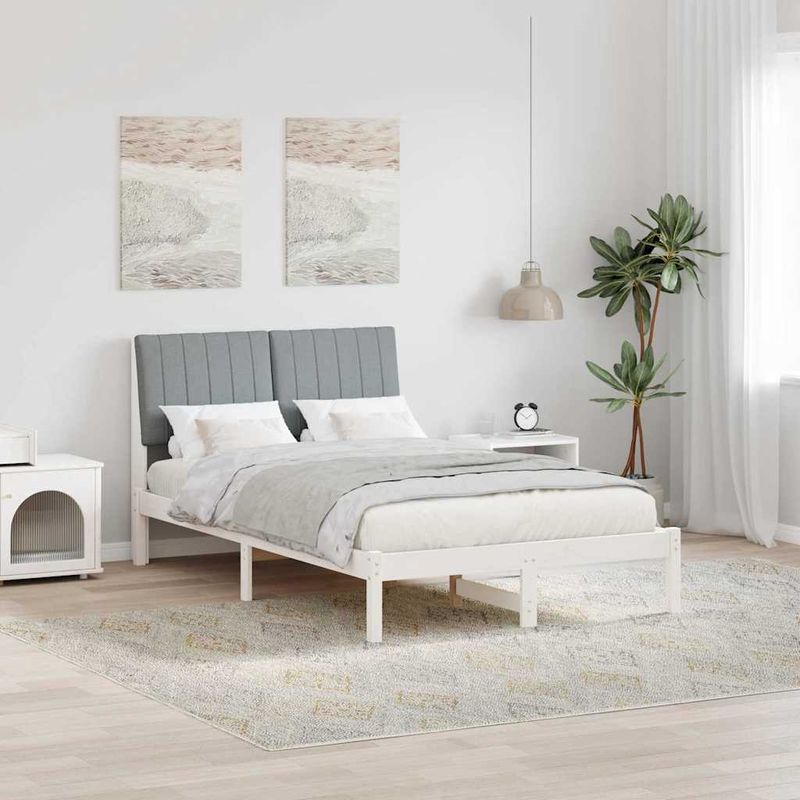 Casa si Gradina - Mobilier - Paturi si accesorii - Paturi - Cadru de pat cu headboard Alb 120 x 200 cm Lemn de pin masiv - Infinity.ro