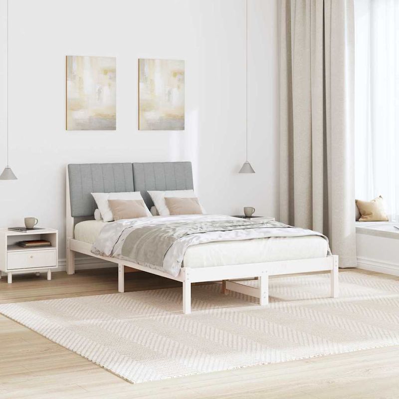 Casa si Gradina - Mobilier - Paturi si accesorii - Paturi - Cadru de pat cu headboard Alb 120 x 200 cm Lemn de pin masiv - Infinity.ro