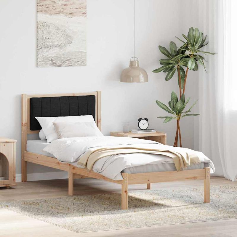 Casa si Gradina - Mobilier - Paturi si accesorii - Paturi - Cadru de pat cu tablie tapitata cu headboard Negru 75 x 190 cm - Infinity.ro