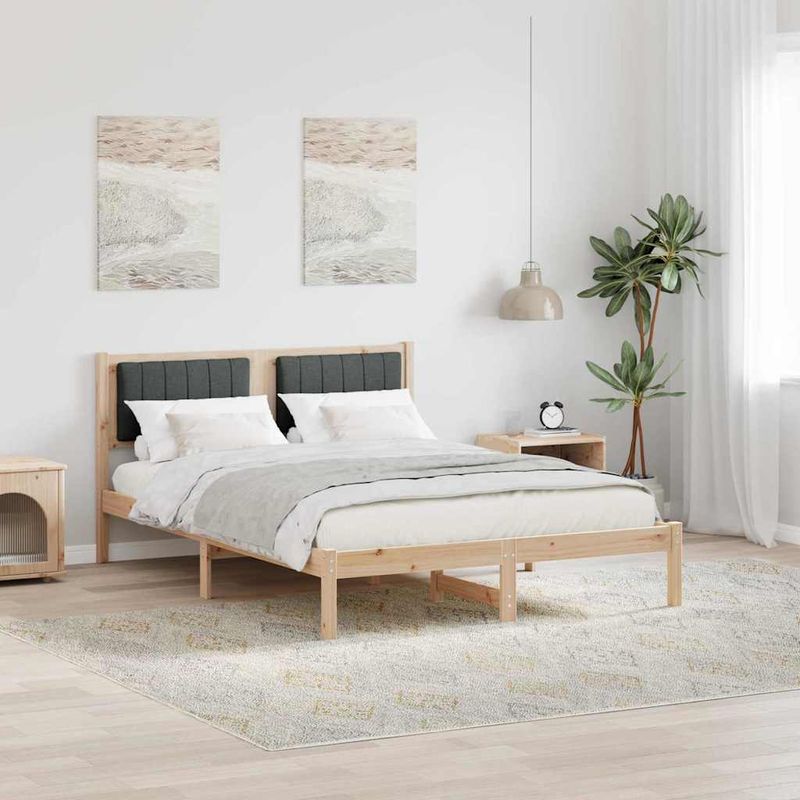 Casa si Gradina - Mobilier - Paturi si accesorii - Paturi - Cadru de pat cu tablie tapitata Gri inchis 140 x 190 cm - Infinity.ro