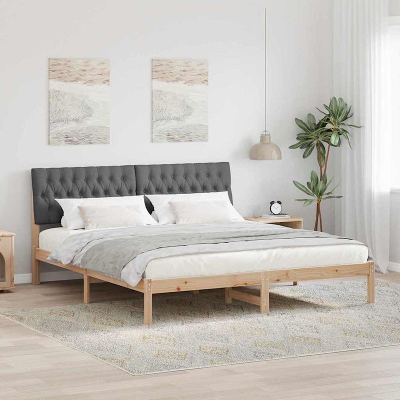 Casa si Gradina - Mobilier - Paturi si accesorii - Paturi - Cadru de pat cu tablie tapitata cu headboard Maro 180 x 200 cm - Infinity.ro
