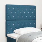 Casa si Gradina - Mobilier - Paturi si accesorii - Accesorii paturi - Tablie de pat tapitata albastra inchisa cu buton de cristal 90 cm din catifea - Infinity.ro