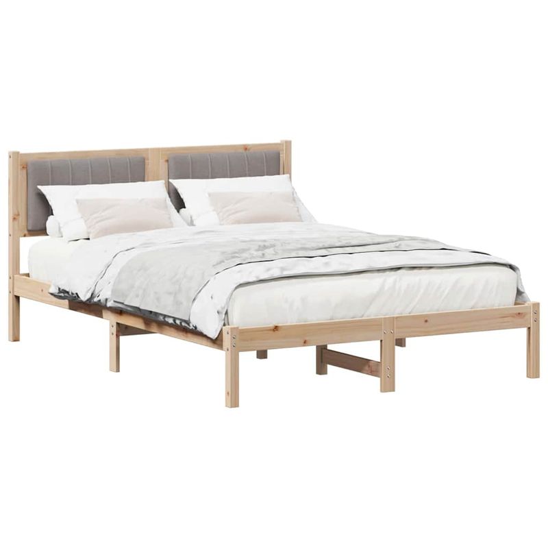 Casa si Gradina - Mobilier - Paturi si accesorii - Paturi - Cadru de pat cu tablie tapitata Gri taupe 135 x 190 cm - Infinity.ro