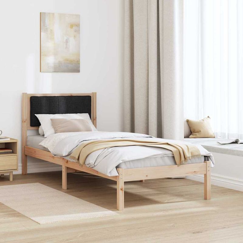 Casa si Gradina - Mobilier - Paturi si accesorii - Paturi - Cadru de pat cu tablie tapitata cu headboard Negru 75 x 190 cm - Infinity.ro