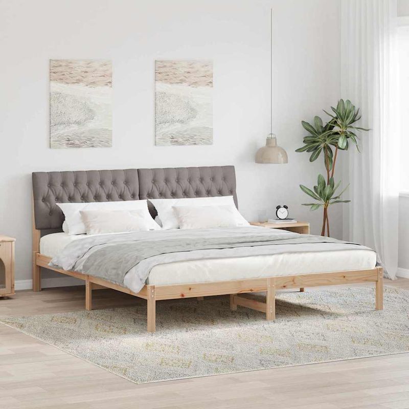 Casa si Gradina - Mobilier - Paturi si accesorii - Paturi - Cadru de pat cu tablie tapitata cu headboard Maro 180 x 200 cm - Infinity.ro
