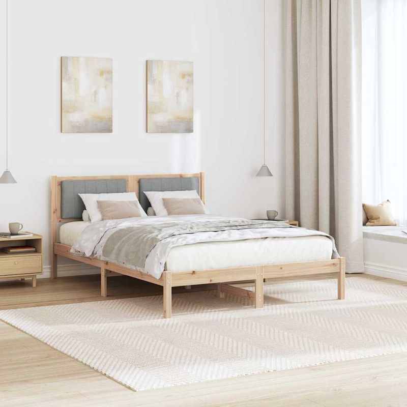 Casa si Gradina - Mobilier - Paturi si accesorii - Paturi - Cadru de pat cu tablie tapitata Gri deschis 140 x 190 cm - Infinity.ro