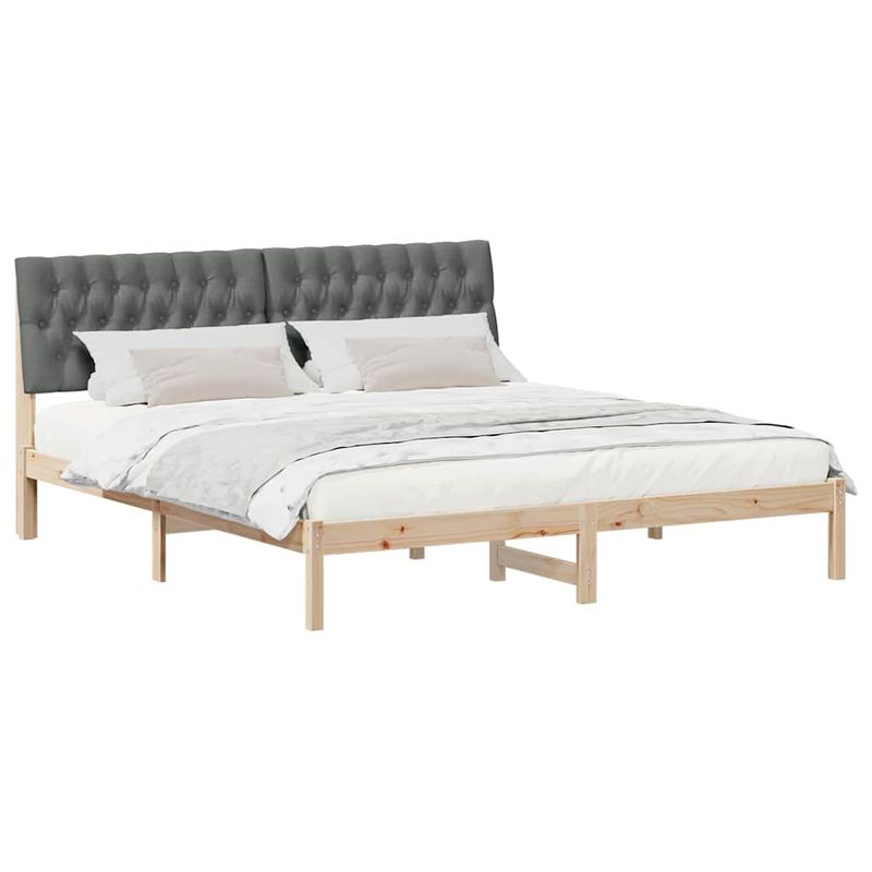 Casa si Gradina - Mobilier - Paturi si accesorii - Paturi - Cadru de pat cu tablie tapitata cu headboard Maro 180 x 200 cm - Infinity.ro