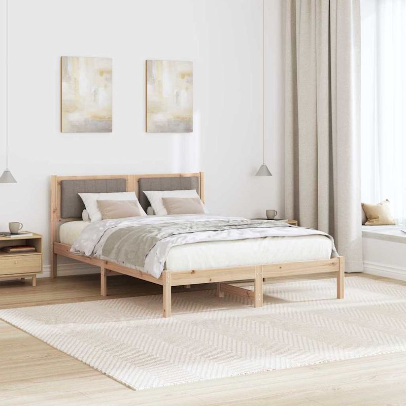 Casa si Gradina - Mobilier - Paturi si accesorii - Paturi - Cadru de pat cu tablie tapitata Gri taupe 135 x 190 cm - Infinity.ro