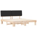 Casa si Gradina - Mobilier - Paturi si accesorii - Paturi - Cadru de pat cu tablie tapitata cu headboard Negru 180 x 200 cm - Infinity.ro