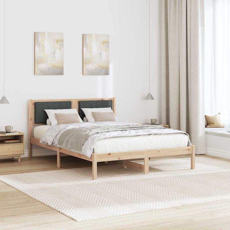 Casa si Gradina - Mobilier - Paturi si accesorii - Paturi - Cadru de pat cu tablie tapitata Gri inchis 140 x 190 cm - Infinity.ro