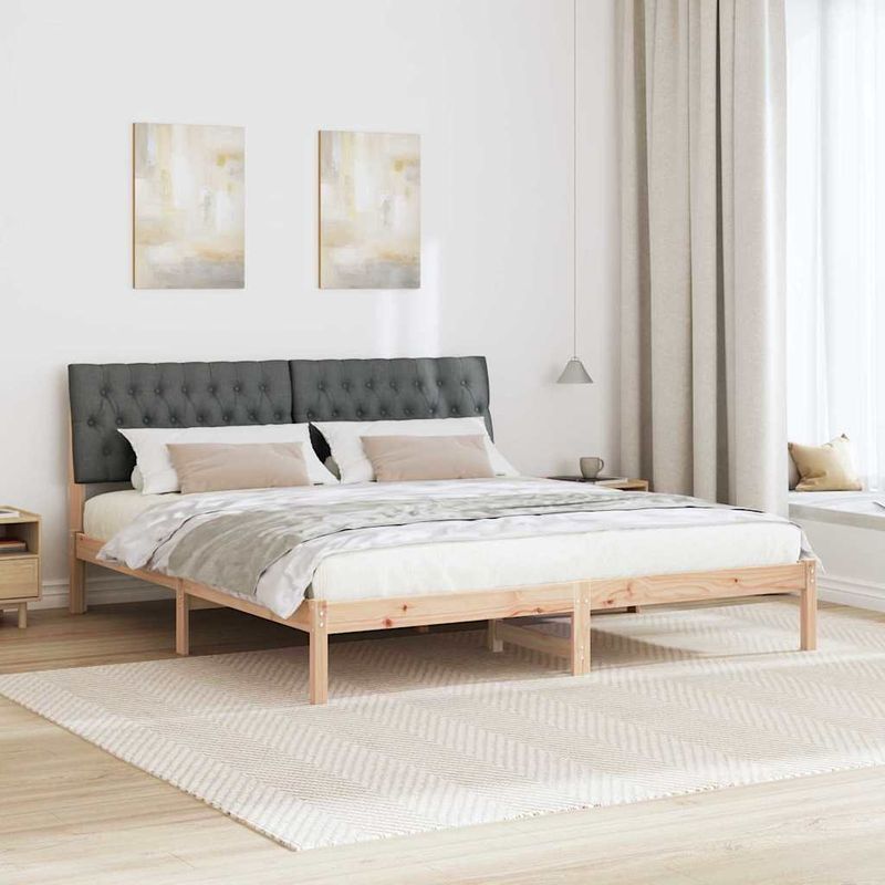 Casa si Gradina - Mobilier - Paturi si accesorii - Paturi - Cadru de pat cu tablie tapitata cu headboard Maro 180 x 200 cm - Infinity.ro