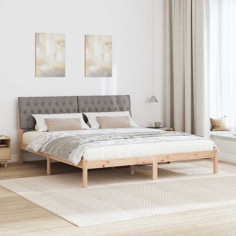 Casa si Gradina - Mobilier - Paturi si accesorii - Paturi - Cadru de pat cu tablie tapitata cu headboard Maro 180 x 200 cm - Infinity.ro
