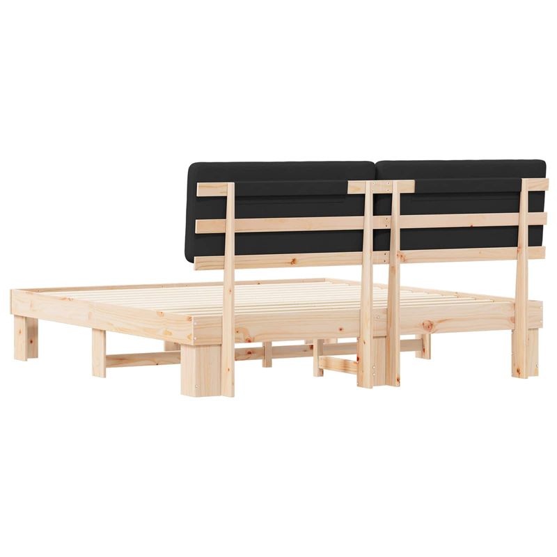 Casa si Gradina - Mobilier - Paturi si accesorii - Paturi - Cadru de pat cu tablie tapitata cu headboard Negru 180 x 200 cm - Infinity.ro