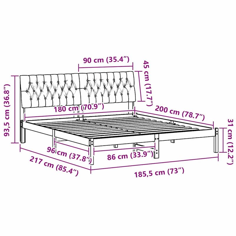 Casa si Gradina - Mobilier - Paturi si accesorii - Paturi - Cadru de pat cu tablie tapitata cu headboard Maro 180 x 200 cm - Infinity.ro