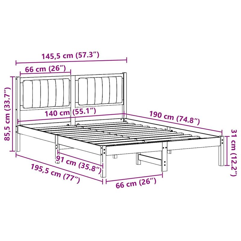 Casa si Gradina - Mobilier - Paturi si accesorii - Paturi - Cadru de pat cu tablie tapitata Gri inchis 140 x 190 cm - Infinity.ro