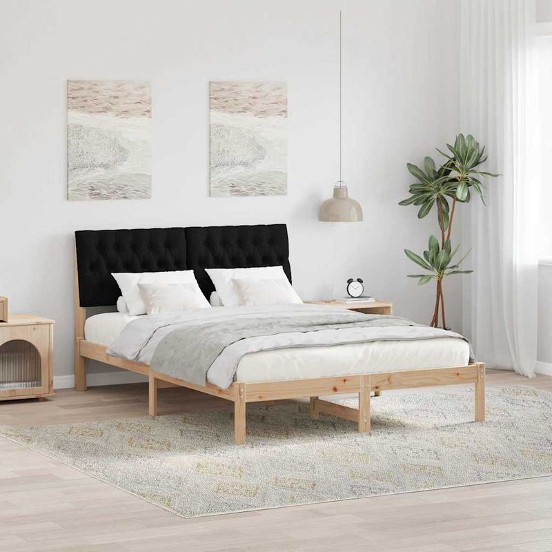 Casa si Gradina - Mobilier - Paturi si accesorii - Paturi - Cadru de pat cu tablie tapitata cu headboard Maro 160 x 200 cm - Infinity.ro