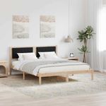 Casa si Gradina - Mobilier - Paturi si accesorii - Paturi - Cadru de pat cu tablie tapitata cu headboard Negru 150 x 200 cm - Infinity.ro
