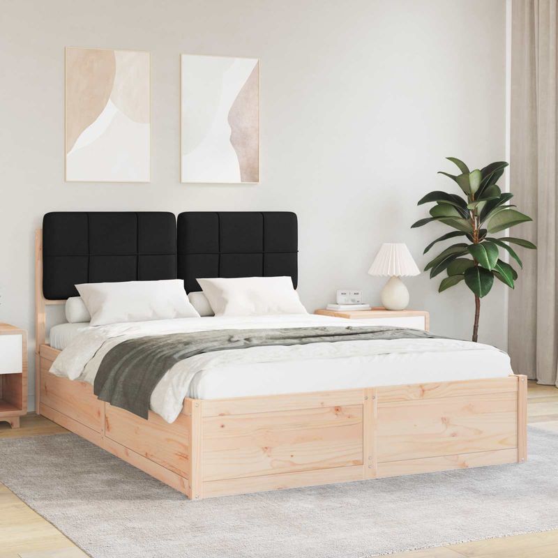 Casa si Gradina - Mobilier - Paturi si accesorii - Paturi - Cadru de pat cu tablie tapitata cu headboard Negru 150 x 200 cm - Infinity.ro