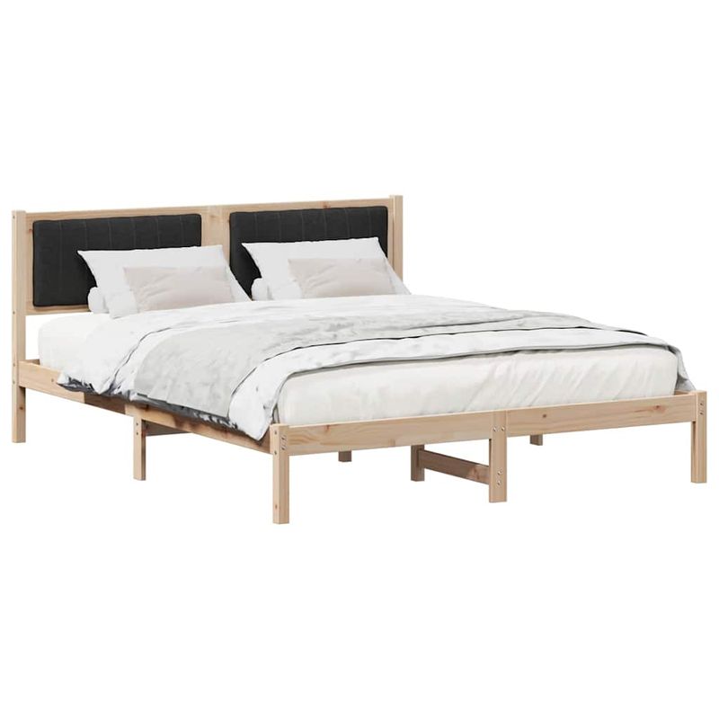 Casa si Gradina - Mobilier - Paturi si accesorii - Paturi - Cadru de pat cu tablie tapitata cu headboard Negru 150 x 200 cm - Infinity.ro